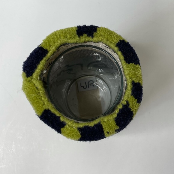 Ugly Rugly Tufted Vase Wool Carpet Green Black Funky Groovy Flowers Handmade - Picture 5 of 11